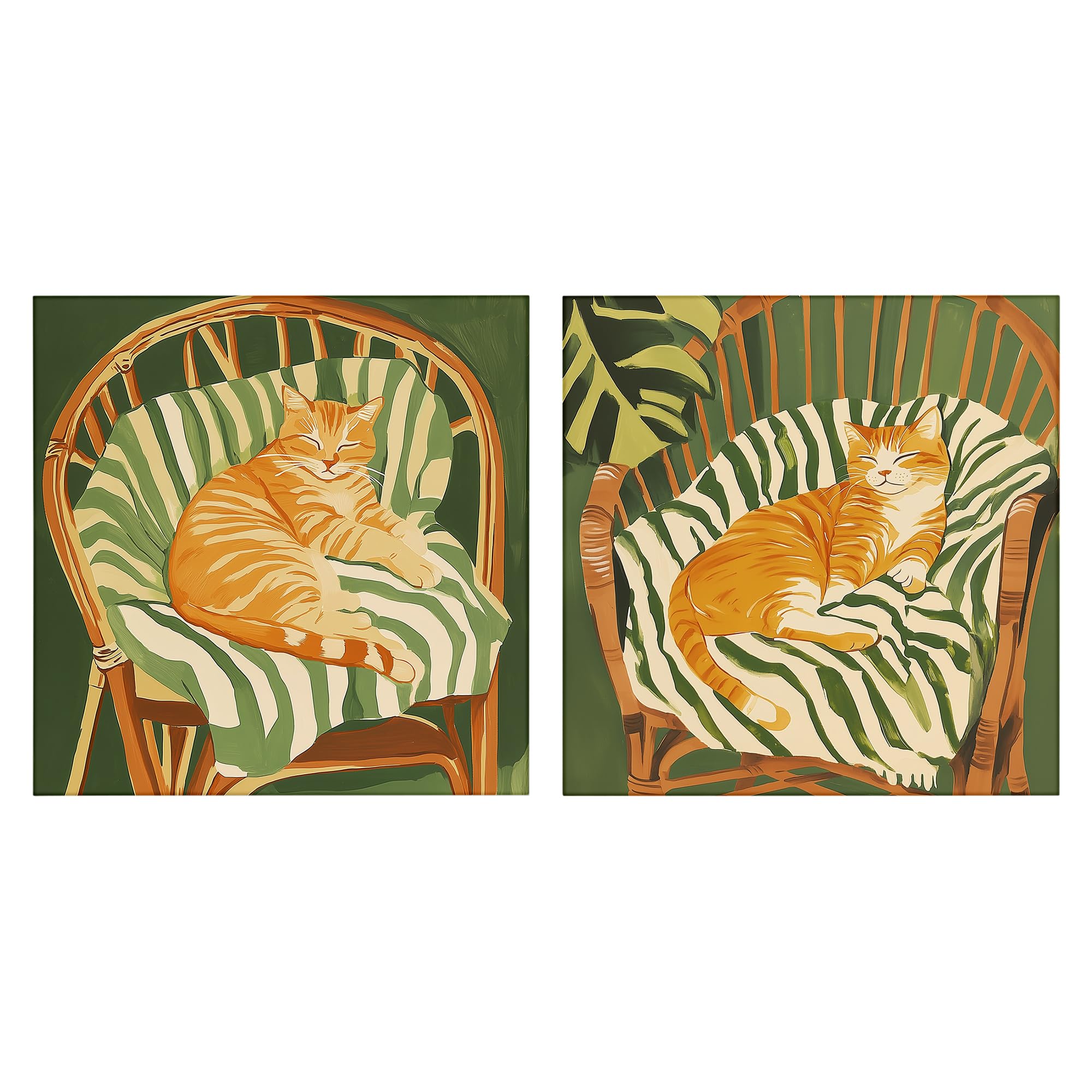 'Cozy Cats in Rattan Chairs'| 2pc Canvas Art Set 2