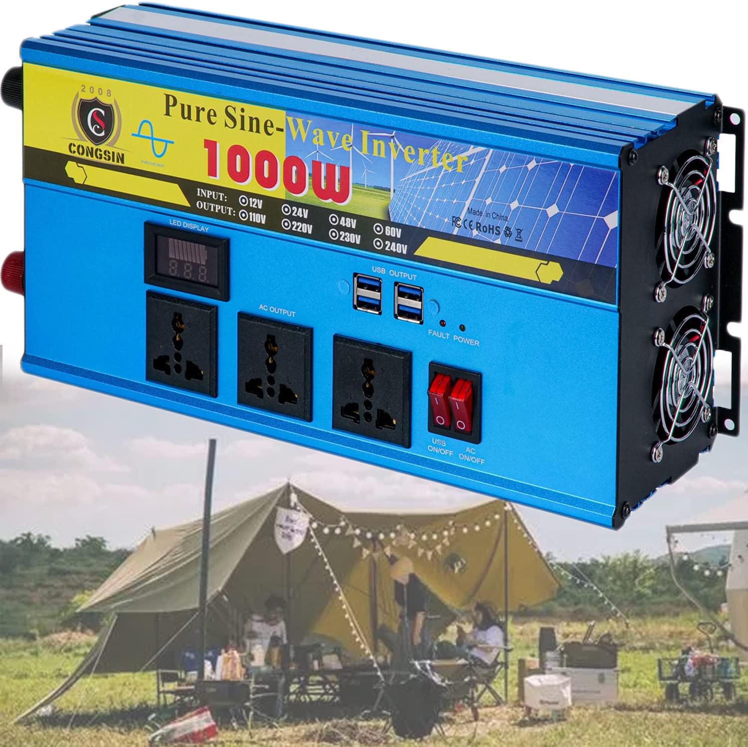 Amazon.com: FAIRYT Pure Sine Wave Power Inverter 800W/1000W/1500W/3000W ...