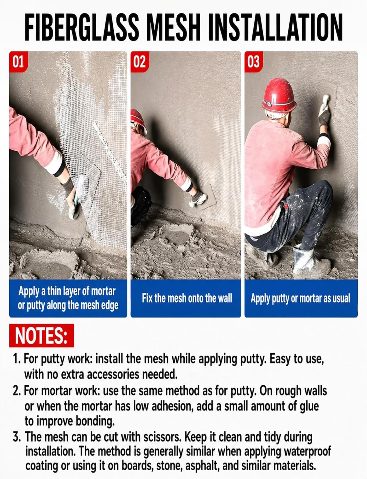 Rete Fibra di Vetro per Intonaco e Cemento, Resistente agli Alcali | Armatura per Pareti Interne ed Esterne, Rasatura e Ripristino, ad alta resistenza(Hole0.7cm-80g/m²-L30meters)