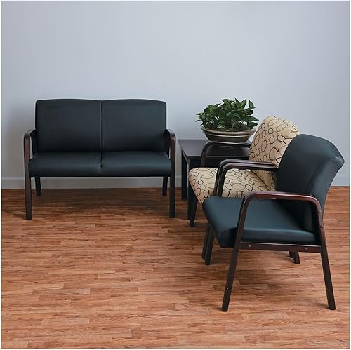 Miniatura 6 de Alera Reception Lounge Series Sofá biplaza de madera, 44.88 pulgadas de ancho x 26.13 pulgadas de profundidad x 33 pulgadas de alto, negrocaoba