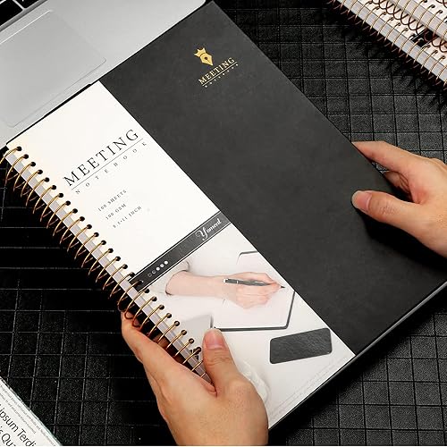 Miniatura 10 de Cuaderno de reuniones para el trabajo con artículos de acción, planificador de reuniones en espiral de tapa dura para oficina, negocios, reuniones,
