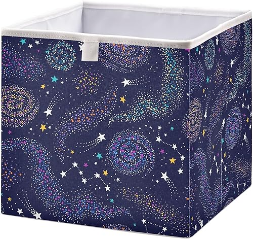 Kigai Coloridos cubos de almacenamiento de nebulosas 11 x 11 x 11 pulgadas, cesta de almacenamiento plegable grande de tela, organizador para