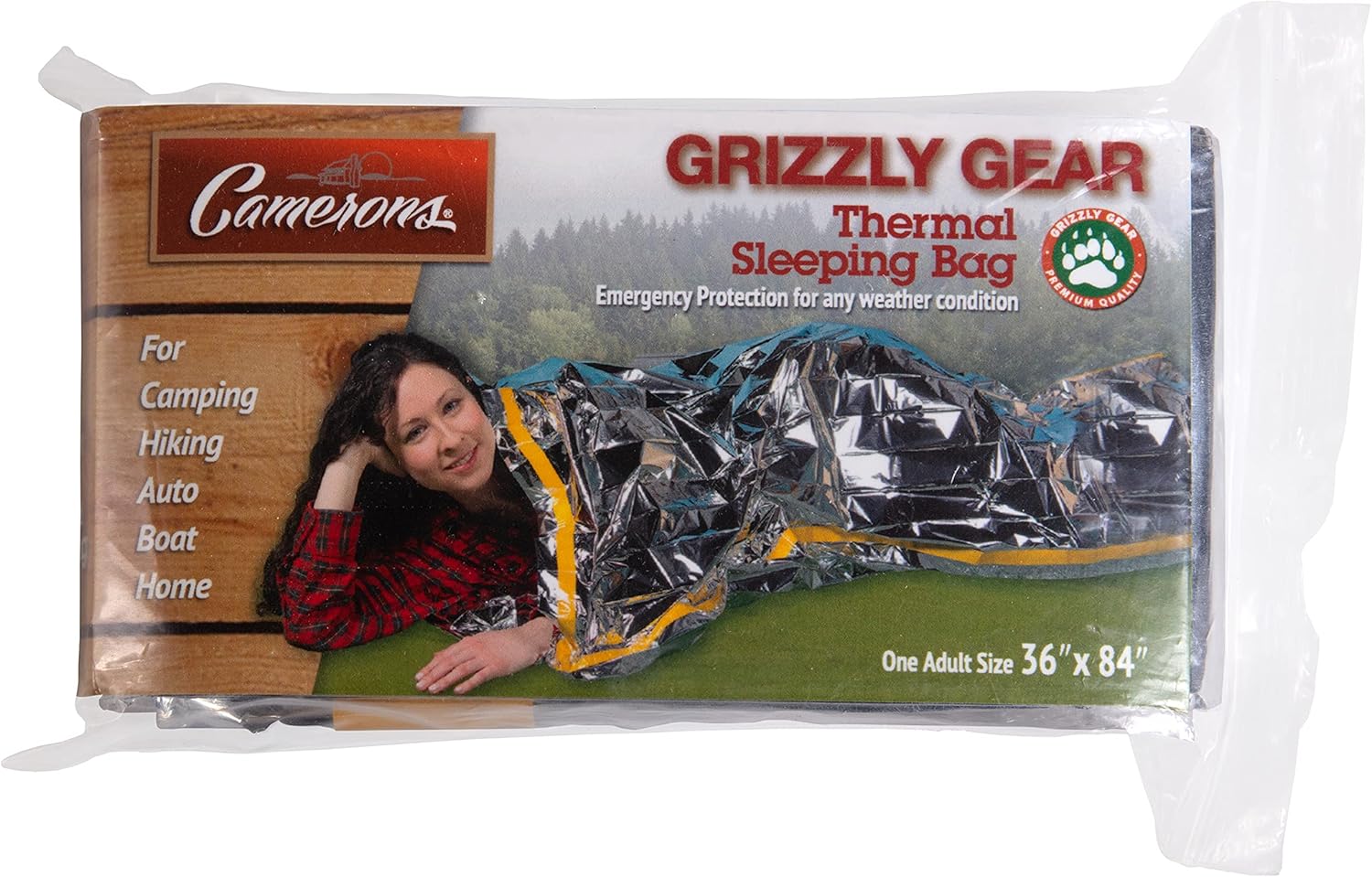 Flash Deals - 50% OFF Grizzly Gear Emergency Thermal Sleeping Bags Weatherproof Mylar Disaster Survival Bivouac | 7 ft x 3 ft | Compact Lightweight Shelter Signal Reflective Utility | Premium Prepper