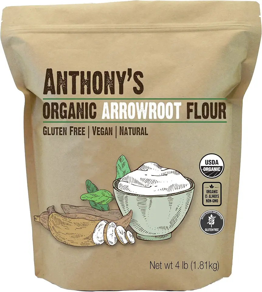 Anthony's Organic Arrowroot Flour, 4 lb, Batch Tested Gluten Free, Non GMO, Vegan USDA Organic