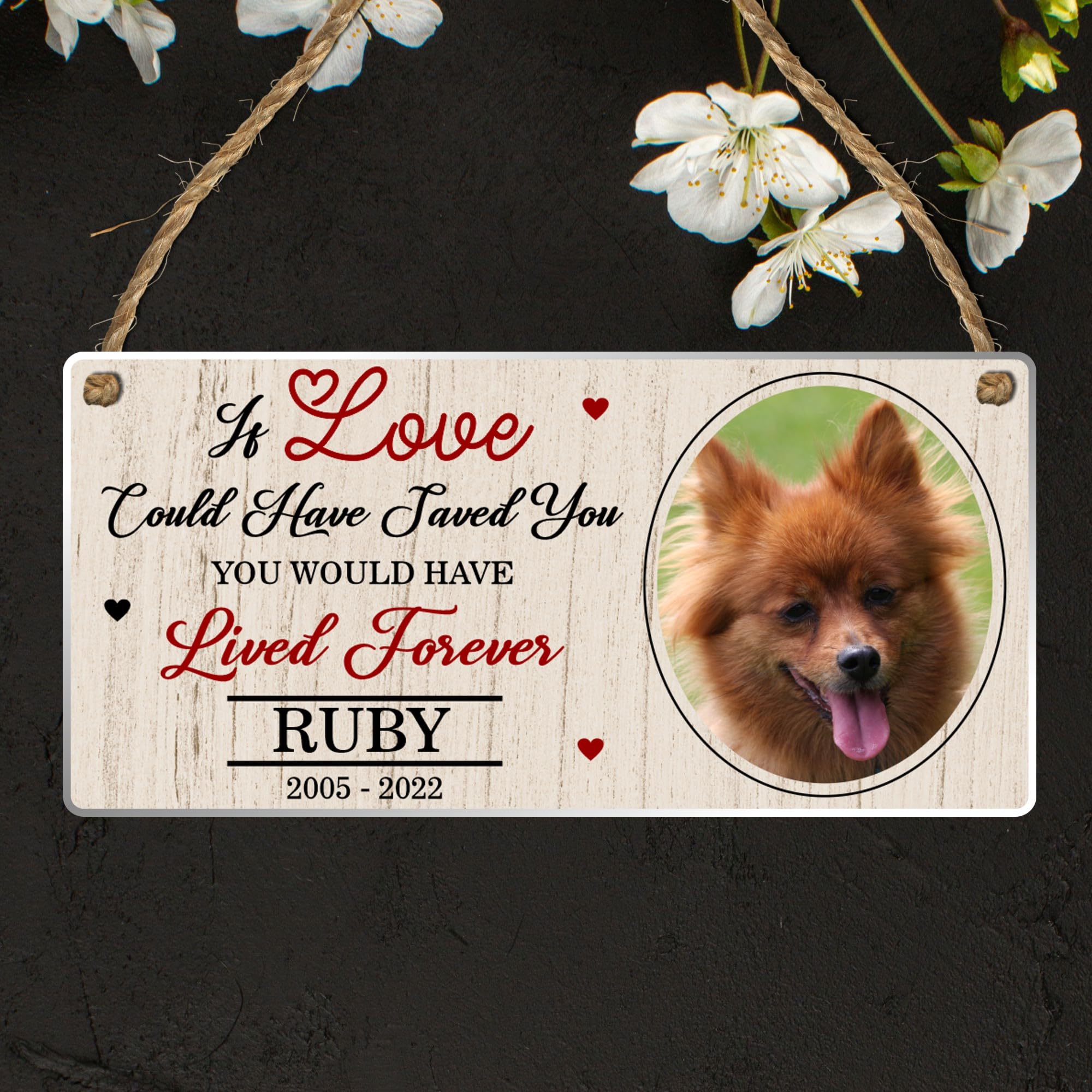 Personalised Pet Photo Plaque - 'If Love Could Have Saved You...' Perfect for Dogs, Cats, Horses, Rabbits & More (Acrylic Indoor & Outdoor Use 19cm x 9cm, Beige)