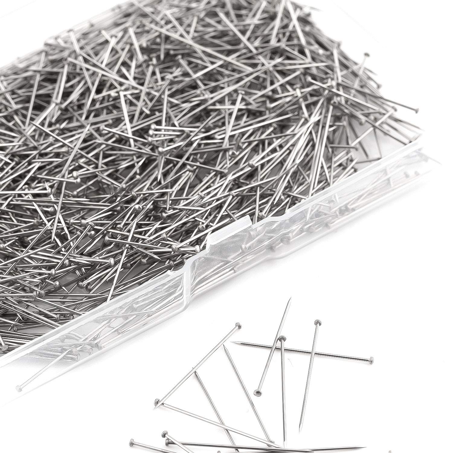 Aiex Silver 1000 Pieces 1 Inch Sewing Pins Head Pins Fine Satin Pin Straight For Dressmaker Jewelry Craft Sewing Projects