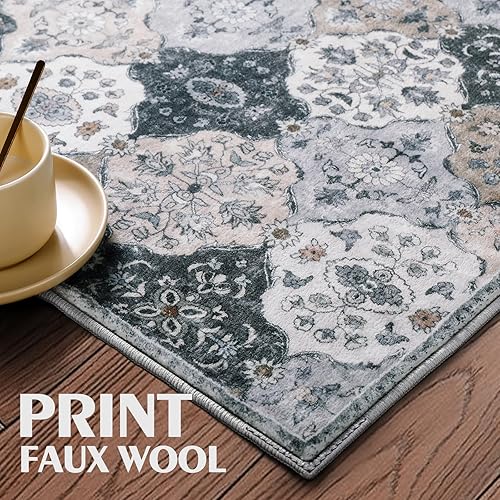 Miniatura 7 de Alfombra de pasillo  Alfombra lavable de 2 x 5 pies, antideslizante, para cocina, baño, con respaldo de goma, alfombra larga envejecida para