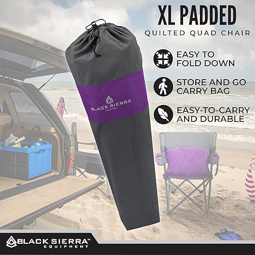Miniatura 5 de Black Sierra - Silla plegable de gran tamaño para campamento, asiento de exterior resistente que soporta 300 libras con marco de acero, silla