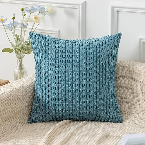 Vista 135 de Kevin Textile - Juego de 2 fundas decorativas para cojines, de pana y con moderno estilo campestre bohemio a rayas para decorar hogar, sofá, cama