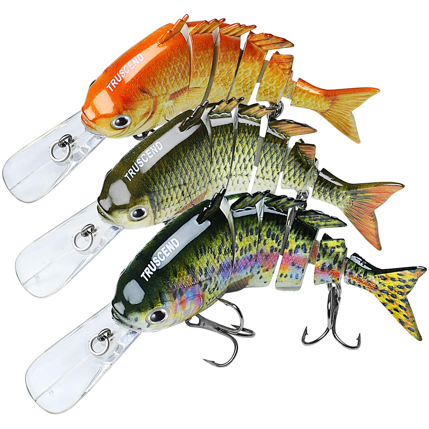 TRUSCEND Swimmax Easy Catch Fishing Lures with BKK Hooks, Wiggling, Vibrating, Rattling and Gurgling for More Bite, Heavy-Duty Dyneema Fiber Jointed Swimbaits for Bass, Trout, Walleye, Crappie, Pike