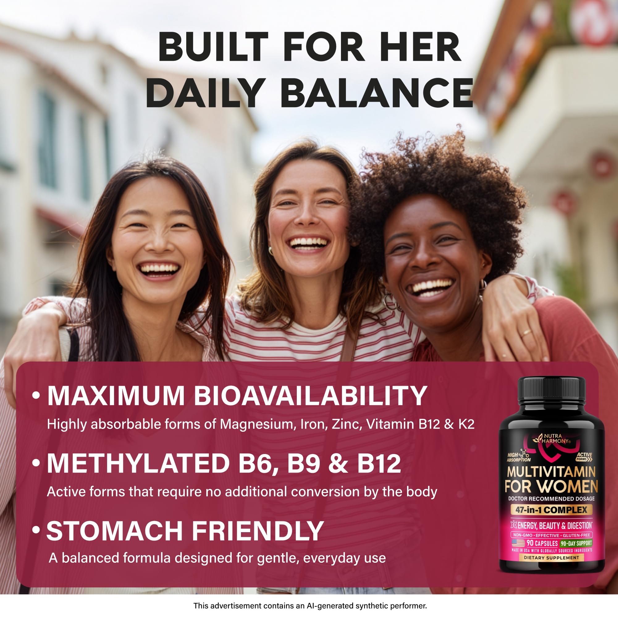 Multivitamin for Women 47in1 - B Complex, Biotin, D3 & K2, Iron - 90 Caps — Amazon image 6