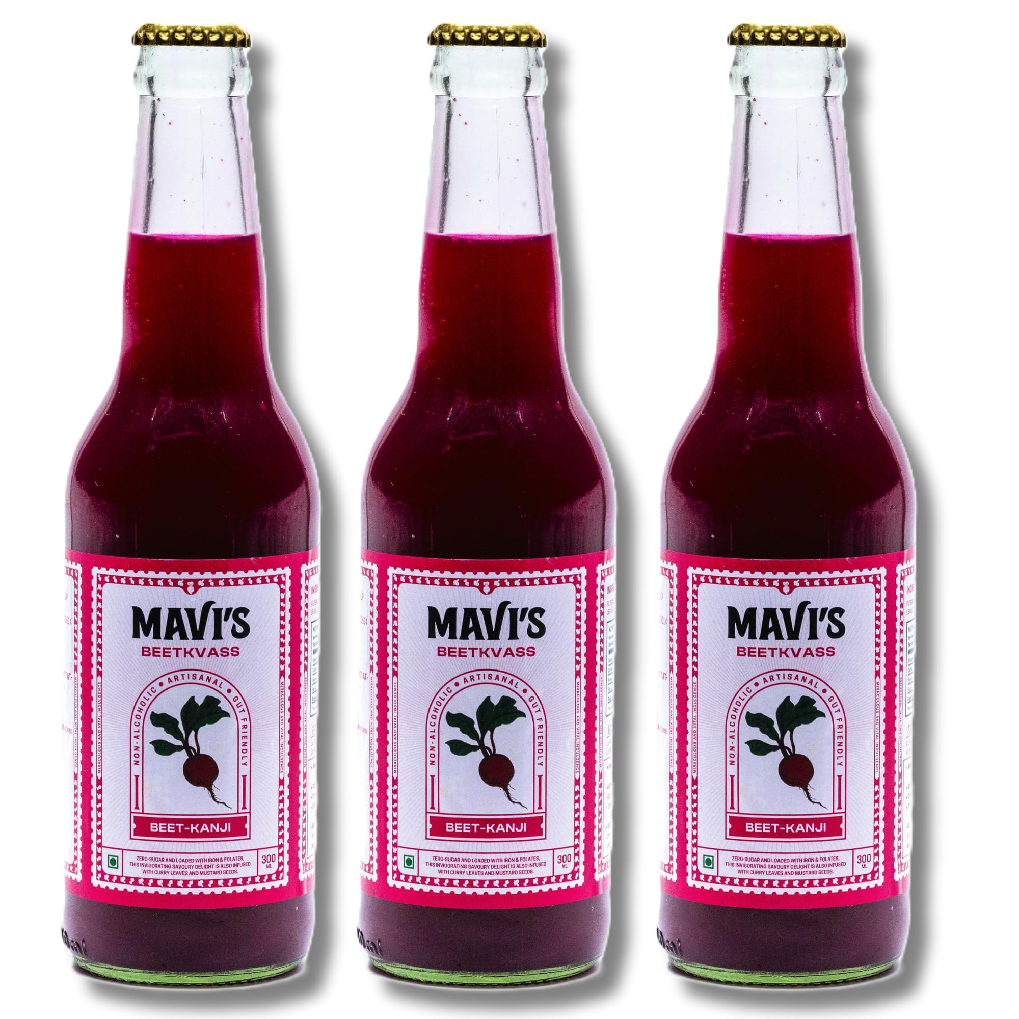 MAVI'S Beetroot Kanji | Organic Beetroot | Zero Sugar & Savoury | 100% Natural & Vegan | Raw & Alive | No Preservatives | No Artificial Flavour or Colour | 300ml (Pack of 3)