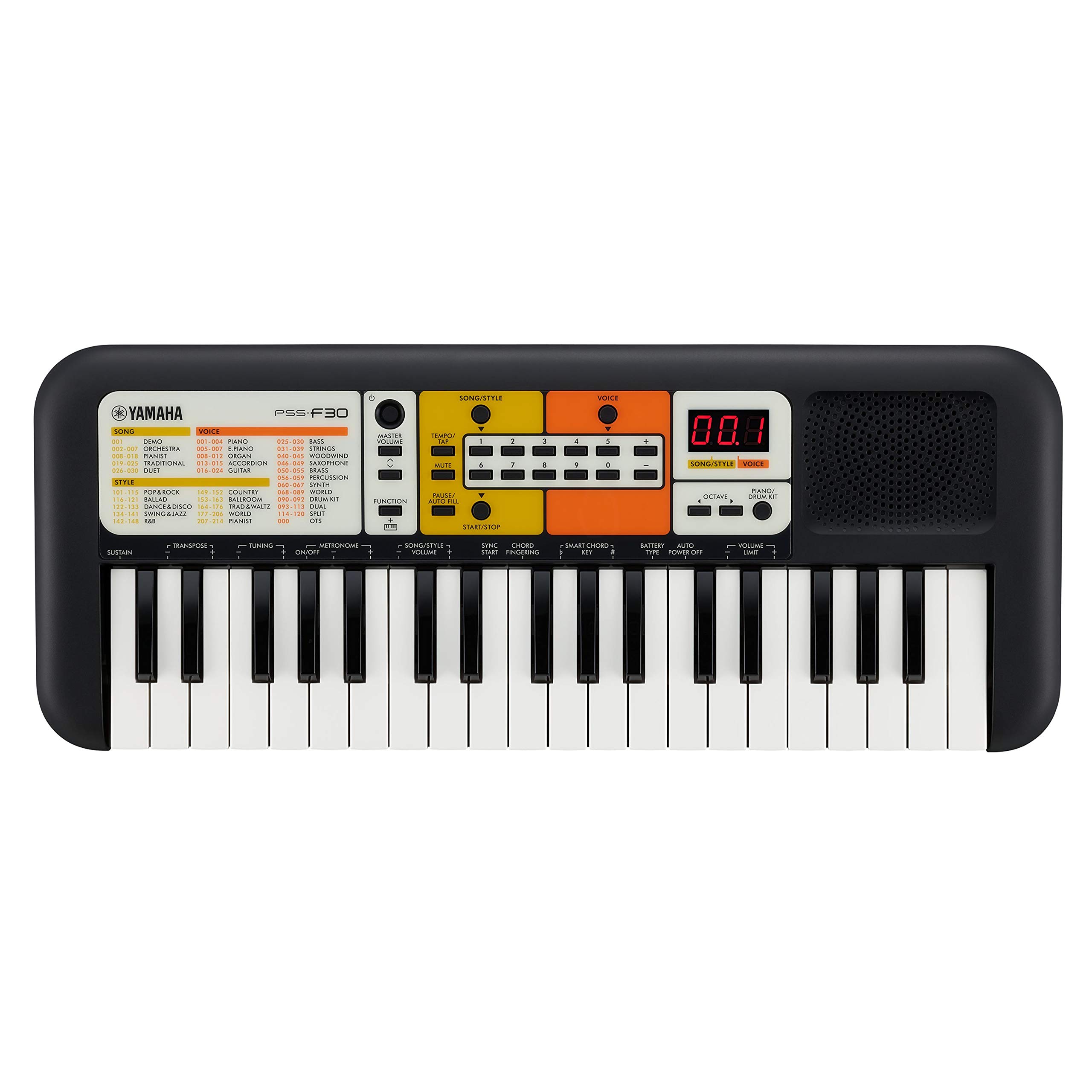 PSS-F30 - Portable and Lightweight, Children's Keyboard, 120 Built-in Voices and 30 Songs with Smart Chord Function, Fun Learning Instrument, in Black