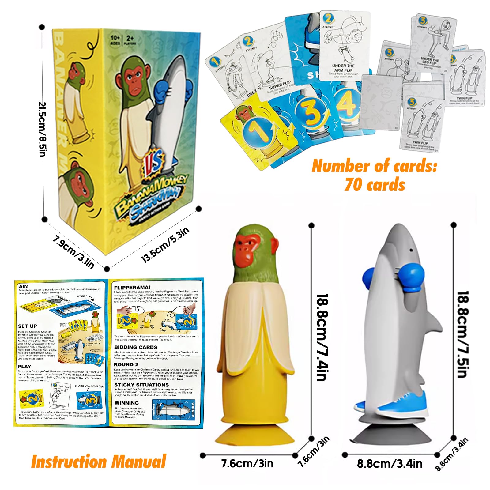 Juego de Desafío Flip, Italian Brainrot, Tralalero Tralala VS Chimpanzini Bananini, Juegos de Mesa Familiar, Juego de Fiesta de Desafíos para Adultos, Desafío Flip