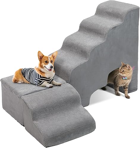 Miniatura 7 de A.FATI Escaleras para perros para camas altas de hasta 30 a 36 pulgadas, escalones para perros de 6 niveles, escaleras para mascotas que se ajustan