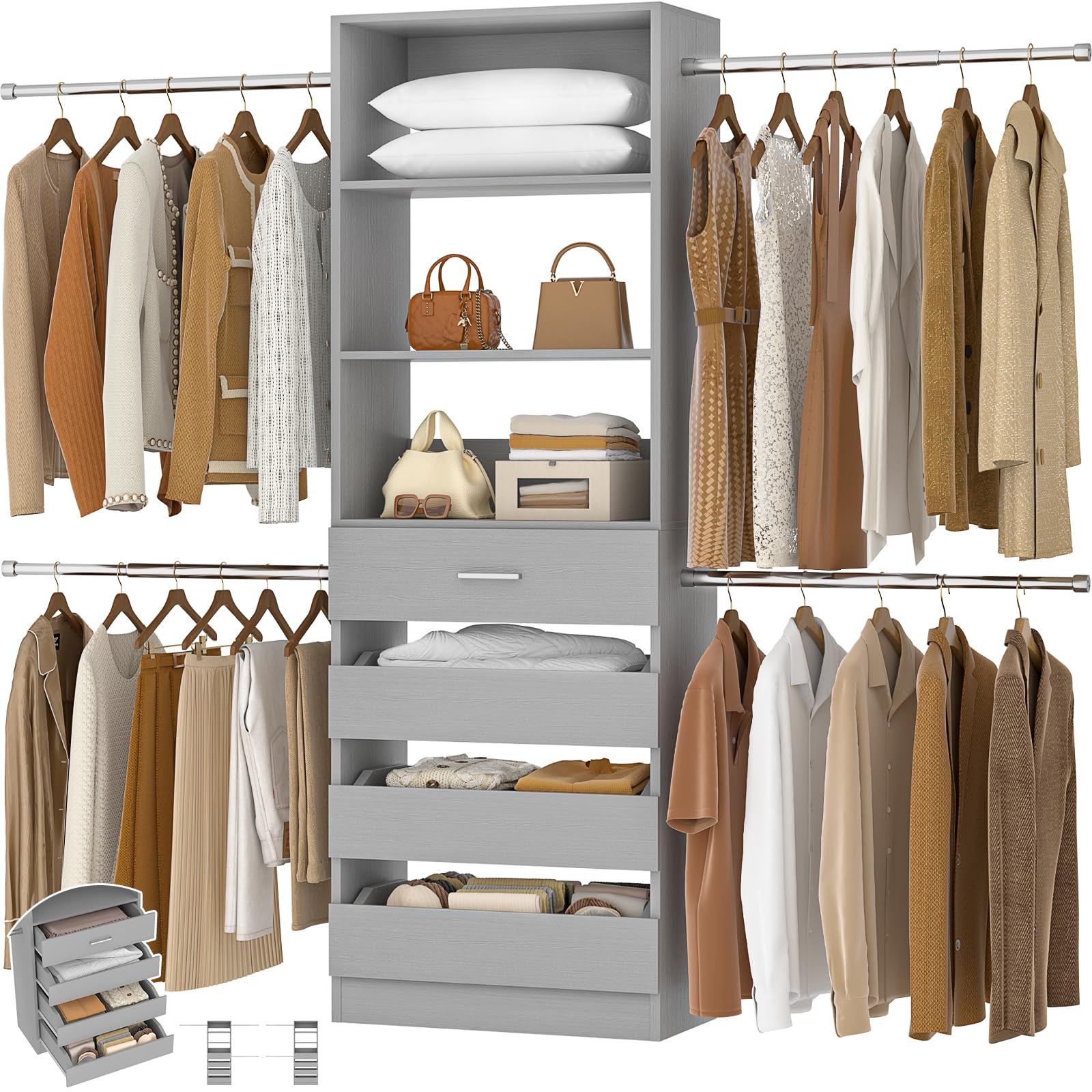 Amazon.com: Aheaplus Closet System, 4-9Ft Closet Organizer with 4