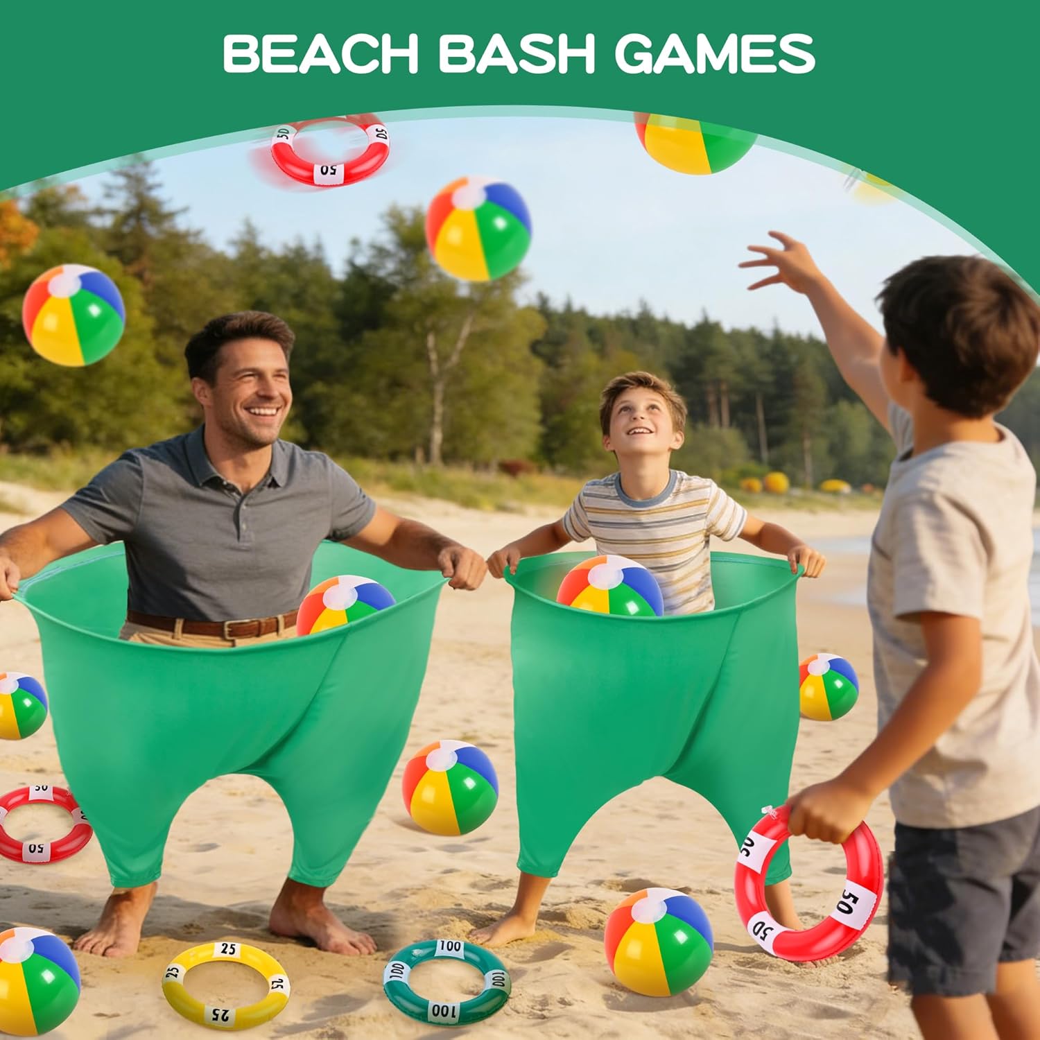 2PCS Granny Pants Rugby Ring Toss Backyard Game, Birthday Party Fun Outdoor Game - Team Relay Party Game, Suitable for Birthday Themes, Corporate Family Team-Building Barbecues, Beach, Camping(Green)