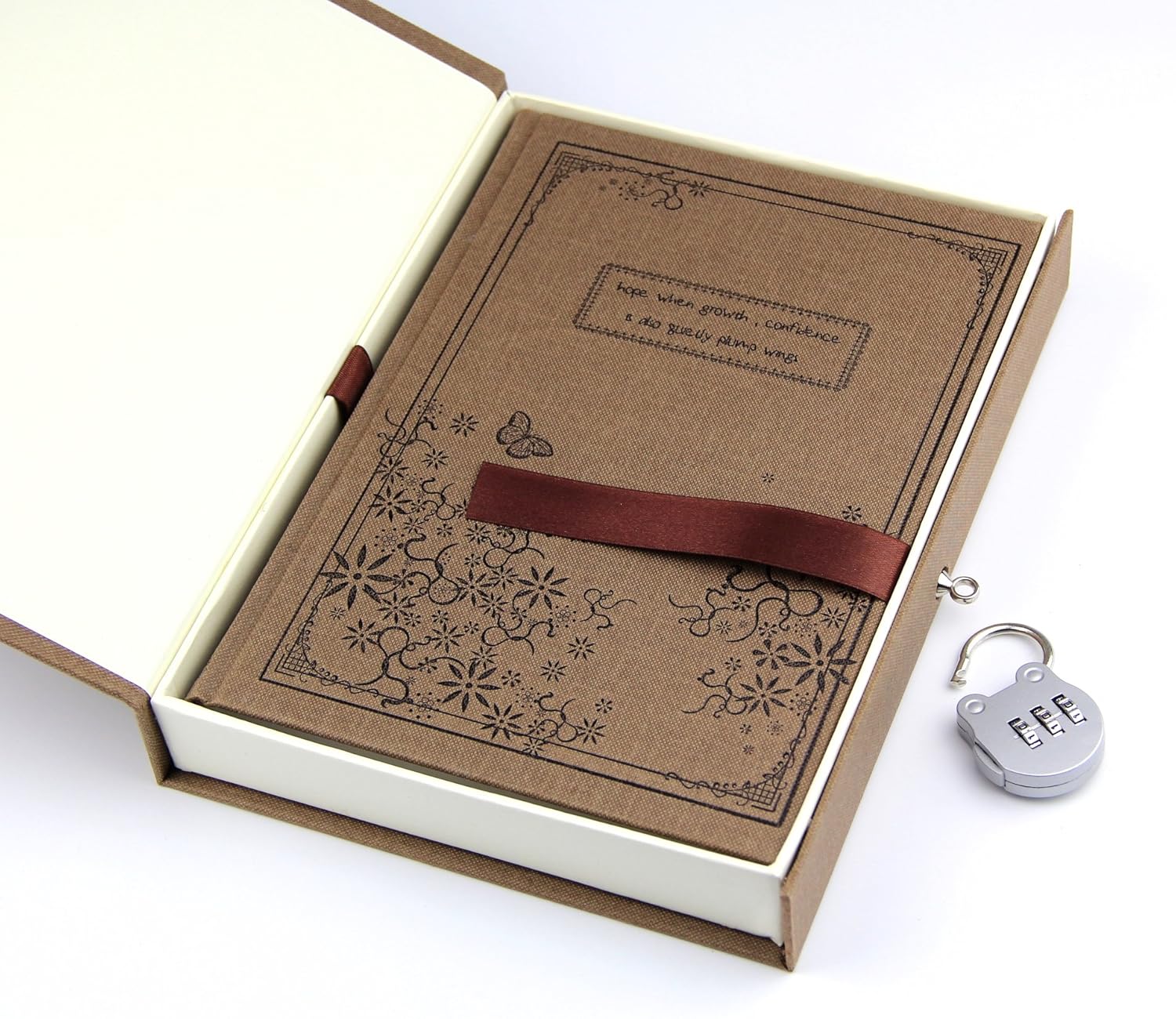 RayLineDo® Brown Vintage Hard Cover Jounrnal Dairy A5 Notebook 80Gsm Ruled 288Pages With Hard Gift Box And Code Lock      Office Product