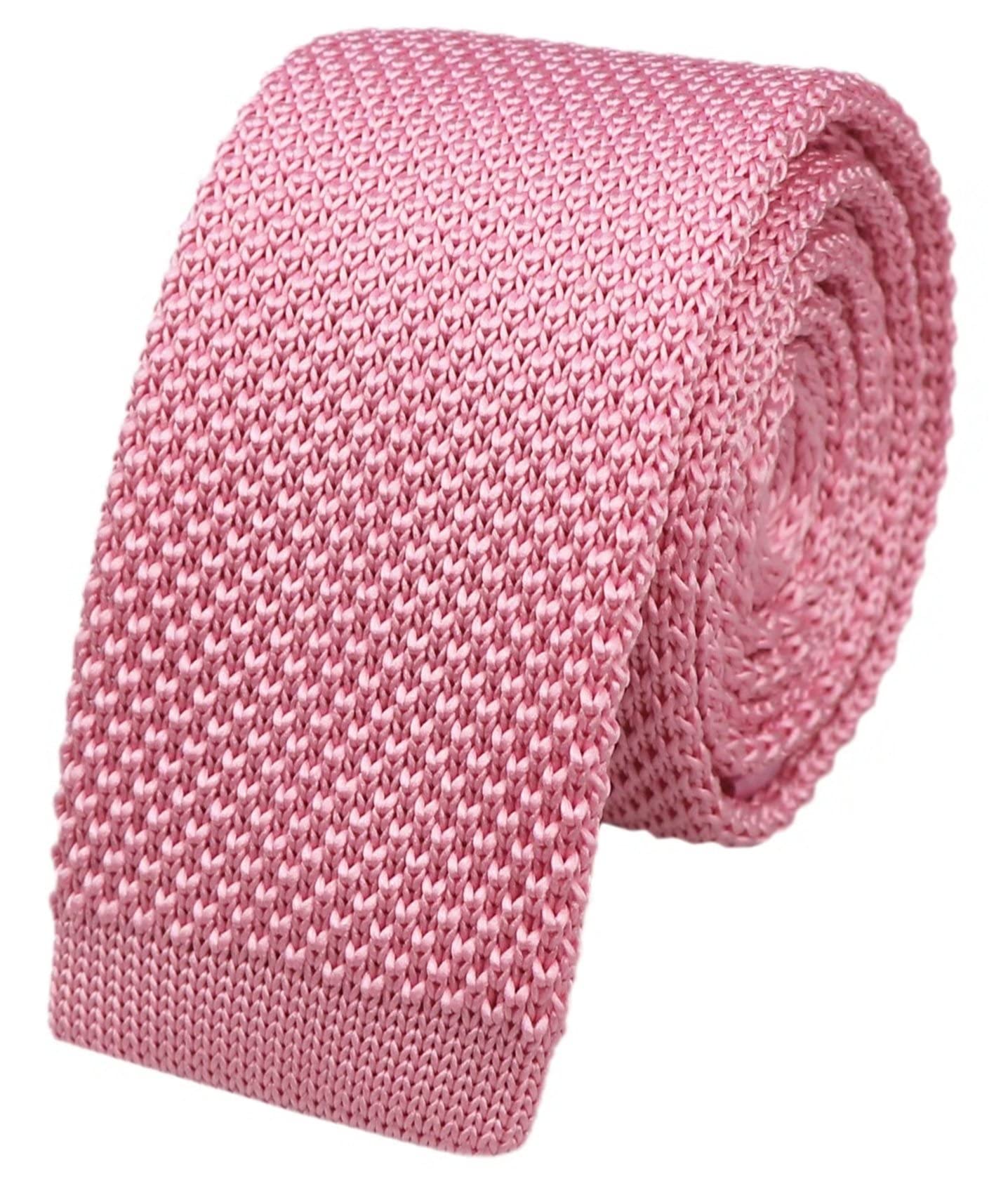 VizakissMen's Solid Color Skinny Knit Tie Smart Formal Cotton Necktie Flat Bottom