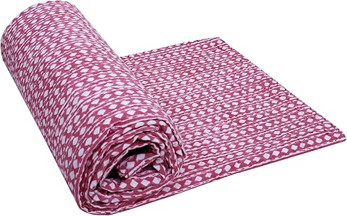 Miniatura 7 de Kantha Bedspreas - Colcha con estampado de bloques indios, tamaño Queen, manta Kantha Bedspreas de algodón puro (90 x 108 pulgadas, floral blanco)