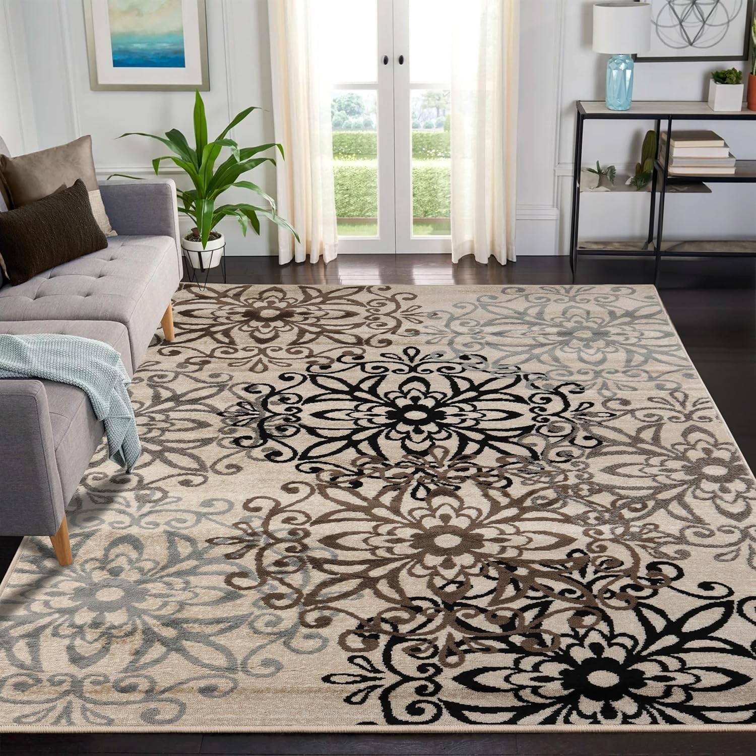 Tapis en peluche d'intérieur anti-rayures pour planchers en bois franc et salon