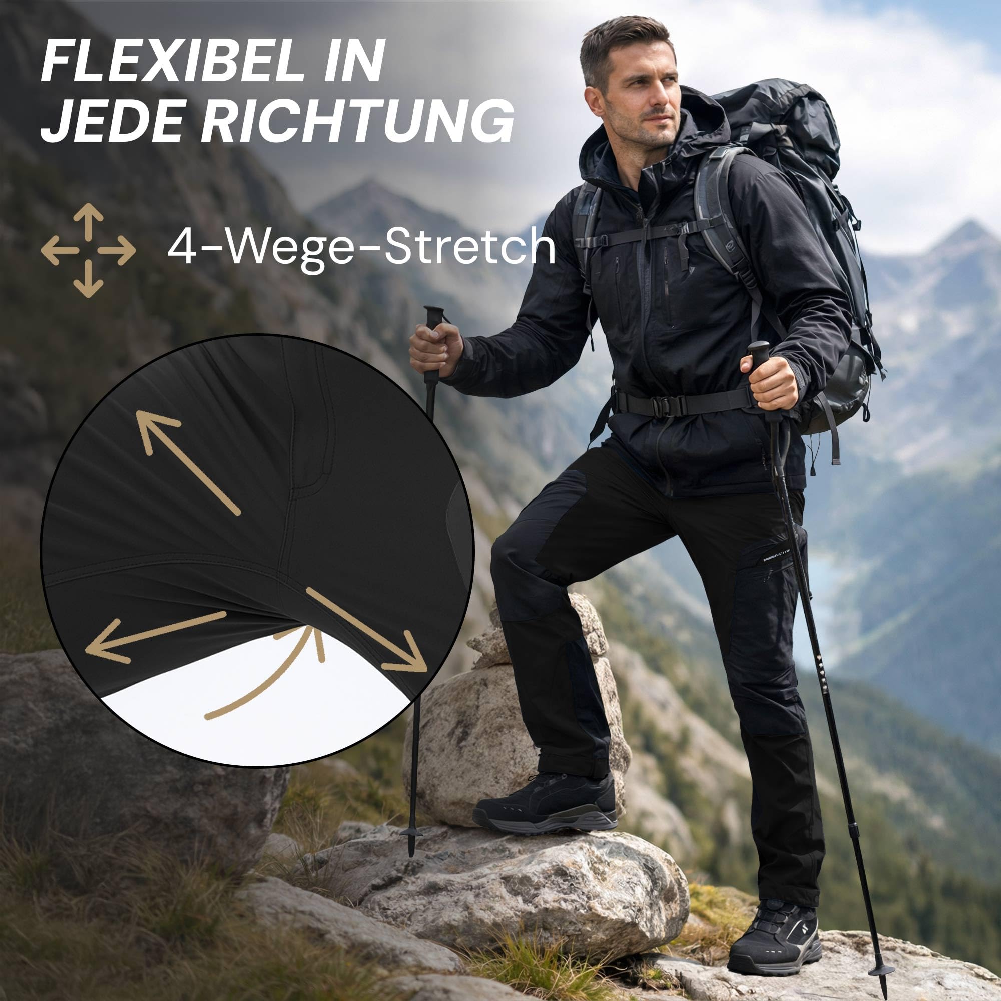 PUMA Workwear Pro-One Wanderhose Herren - Robuste Outdoor Hosen für Herren - Mit verstärktem Nylon für Langlebigkeit - Trekkinghose mit 4-Wege-Stretch - Verstellbarer Knopfleiste
