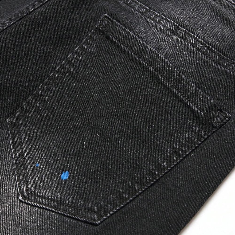 Jeans da uomo strappati patchwork slim fit stretch denim pantaloni hip hop streetwear moda pantaloni