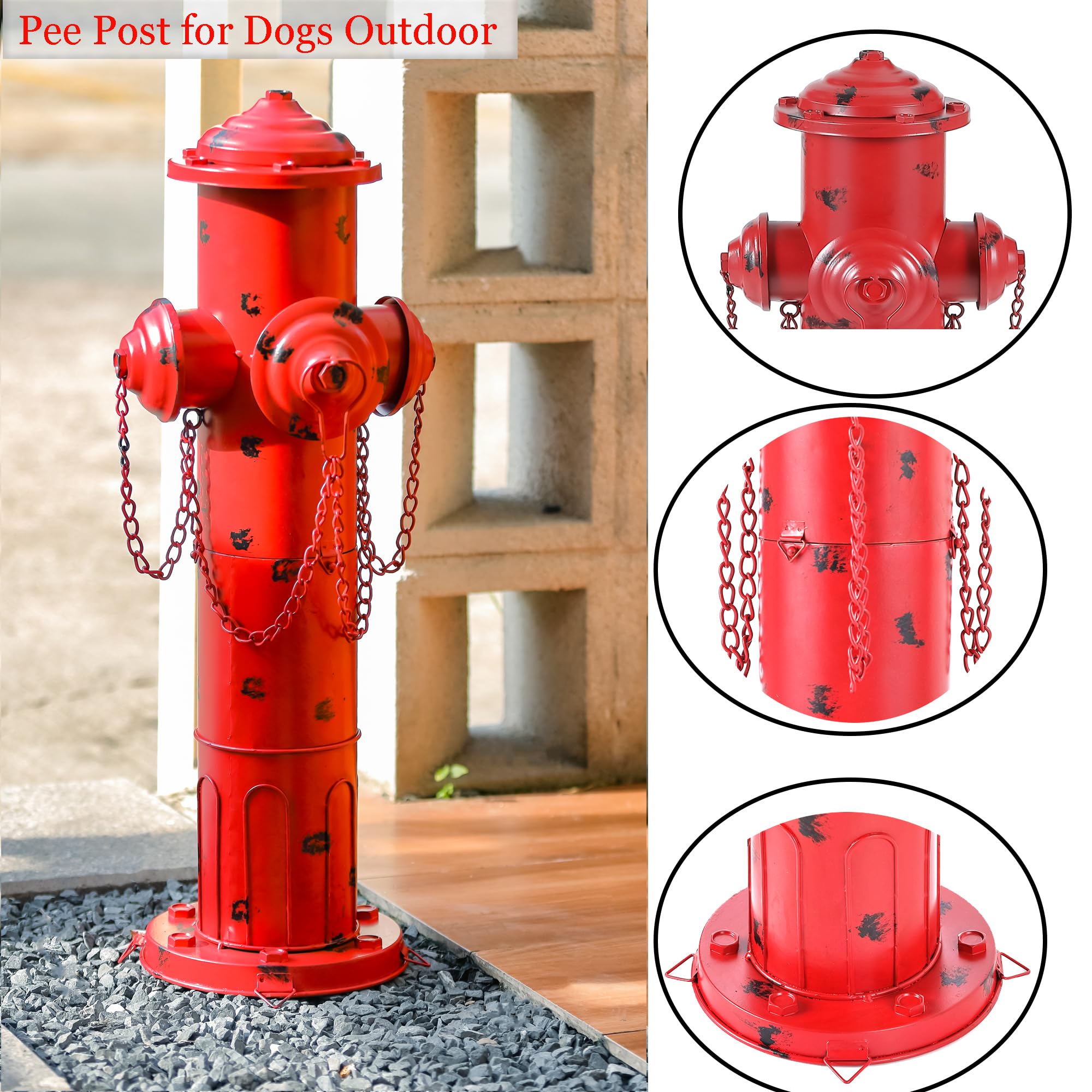 Feuerhydrant aus Metall, 61 cm hoch, für Hunde zum Pinkeln, Vintage-Stil, mittlere und große Hunde-Feuer-Hydranten, Urinierpfosten für Outdoor-Dekoration