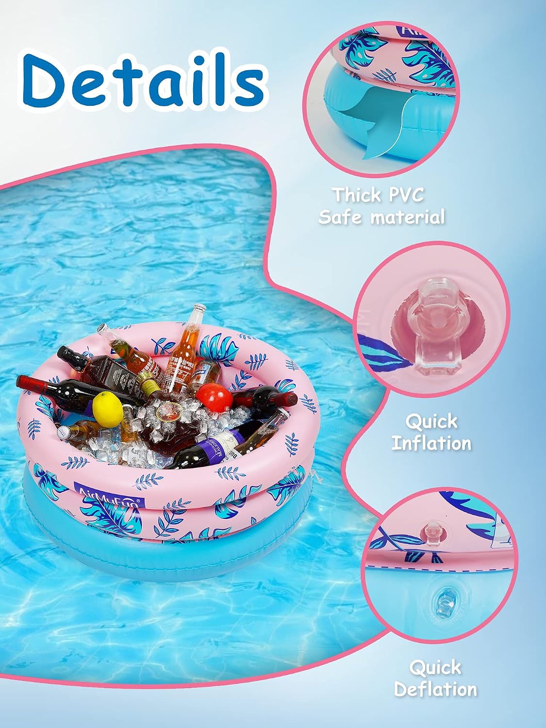 AirMyFun Inflatable Drink Holder Pool, Floating Beverage Pool, Salad Fruit Serving Bar Cooler, Pool Party Accessories for Water Fun, AW-12005