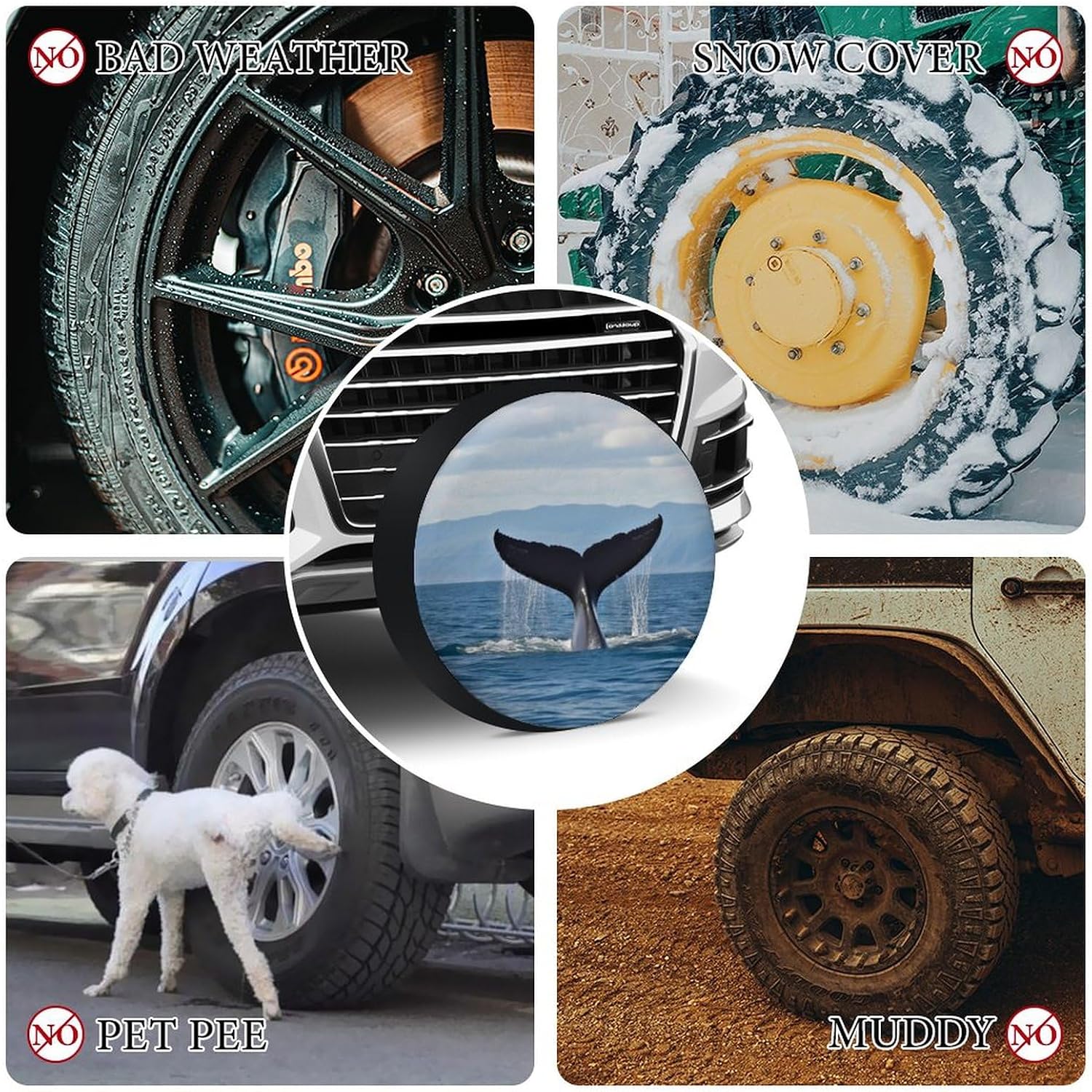 Spare Tire Cover Universal Wheel Protector for Camper Travel Waterproof Wheel Cover Whale Tail Sun Protection Tire Cover Weatherproof Tire Protector for Trailer RV SUV 17inch