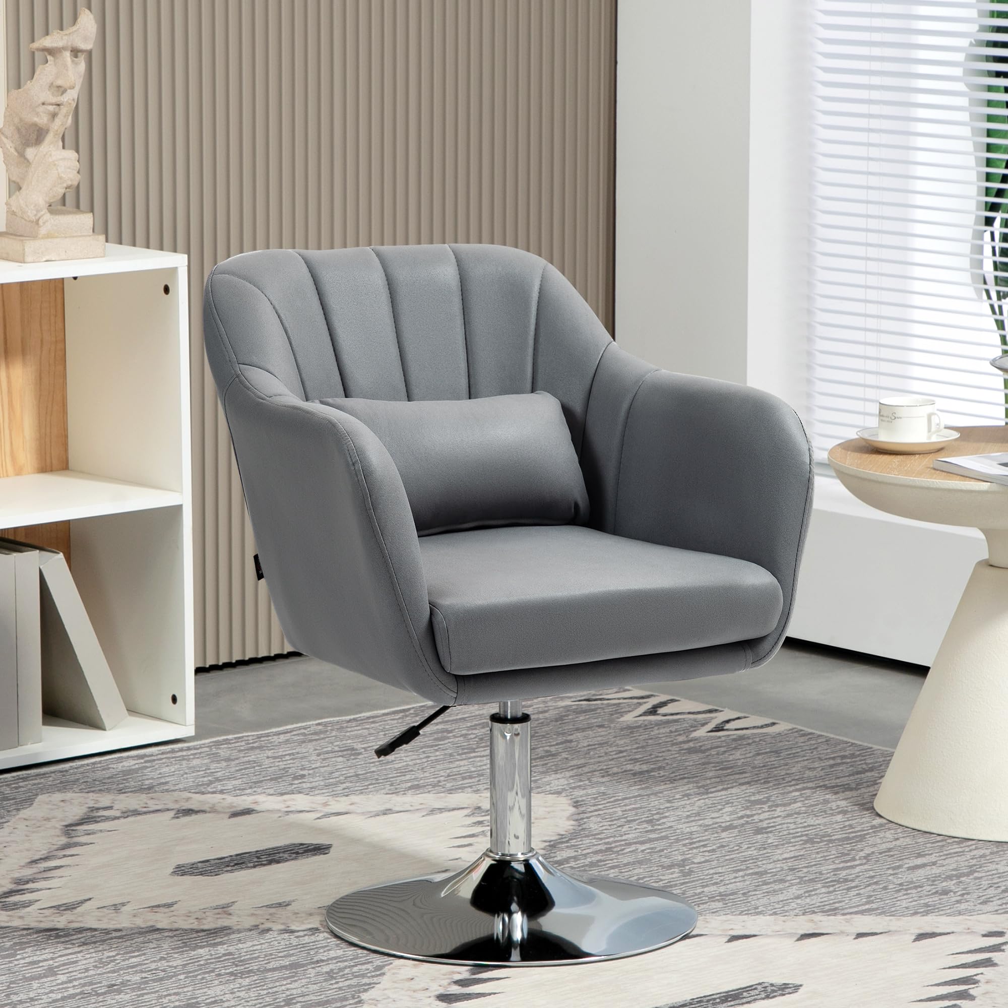 HOMCOM Sessel Wohnzimmer Loungesessel Relaxsessel mit Metallrahmen Lesesessel mit Mikrotuch, Polstersessel für Schlafzimmer, Wohnzimmer, Dunkelgrau