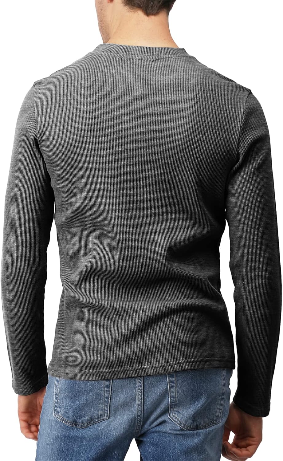 H2H Men's Casual Slim Fit Henley Cotton Shirts Long Sleeve Lightweight Waffle Fabric 3X-Large Kmttl062-charcoal