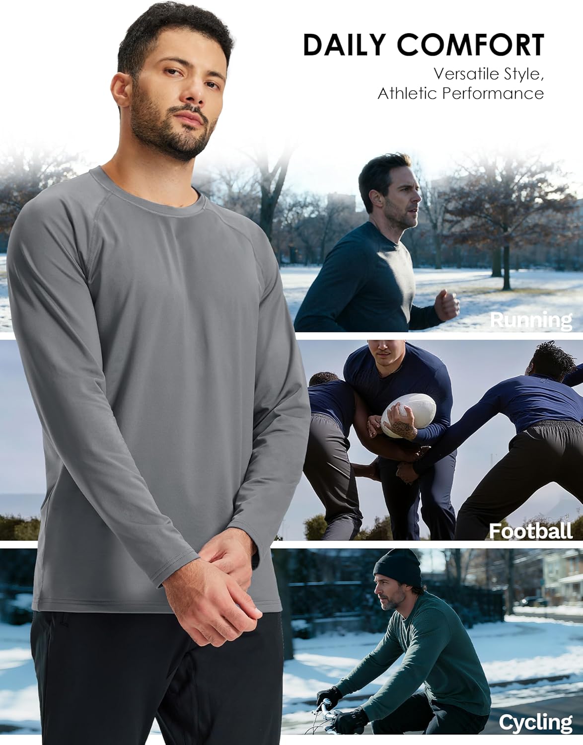 Boladeci Men's Thermal Underwear Tops Fleece Lined Base Layer Long Sleeve Shirts for Cold Weather - Image 5