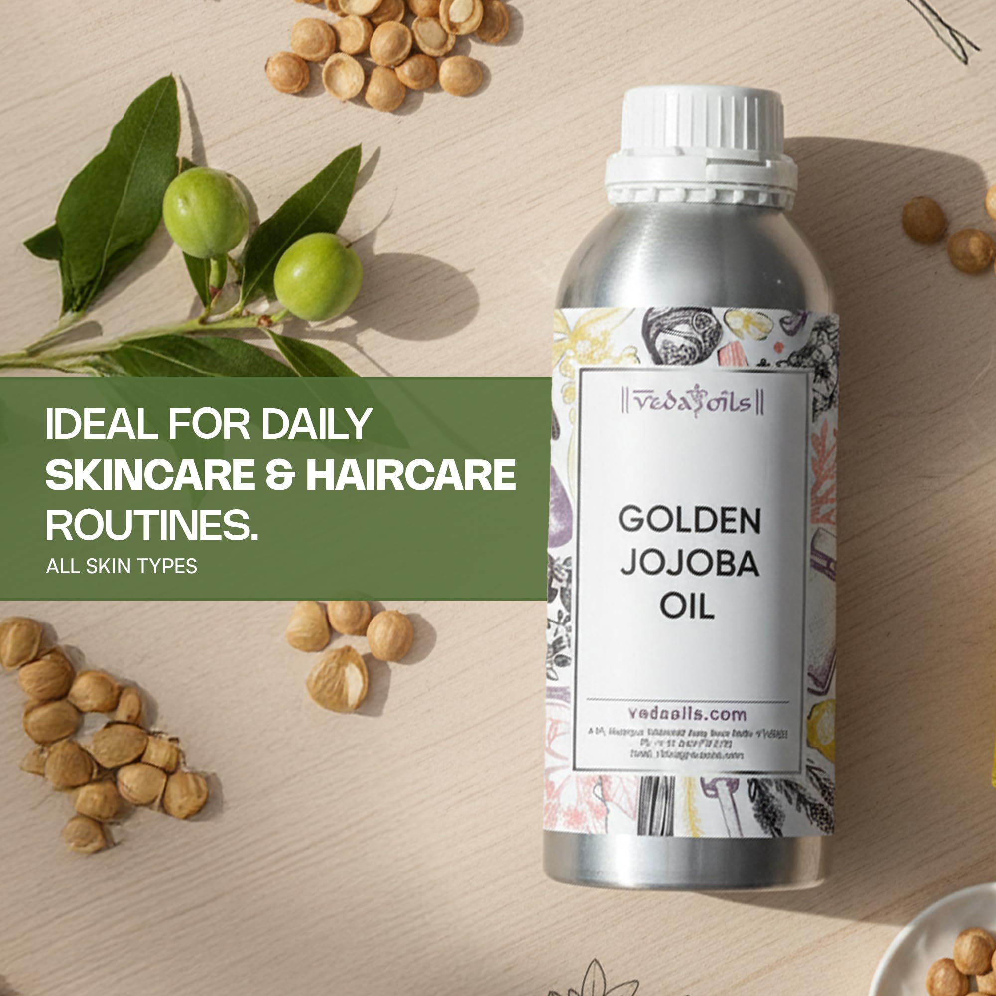 VedaOils Golden Jojoba Oil for Hair Growth 100ml | Cold Pressed Jojoba Oil for Skin & Face Massage | 100% Pure & Natural Moisturizing Oil - Image 7 thumbnail