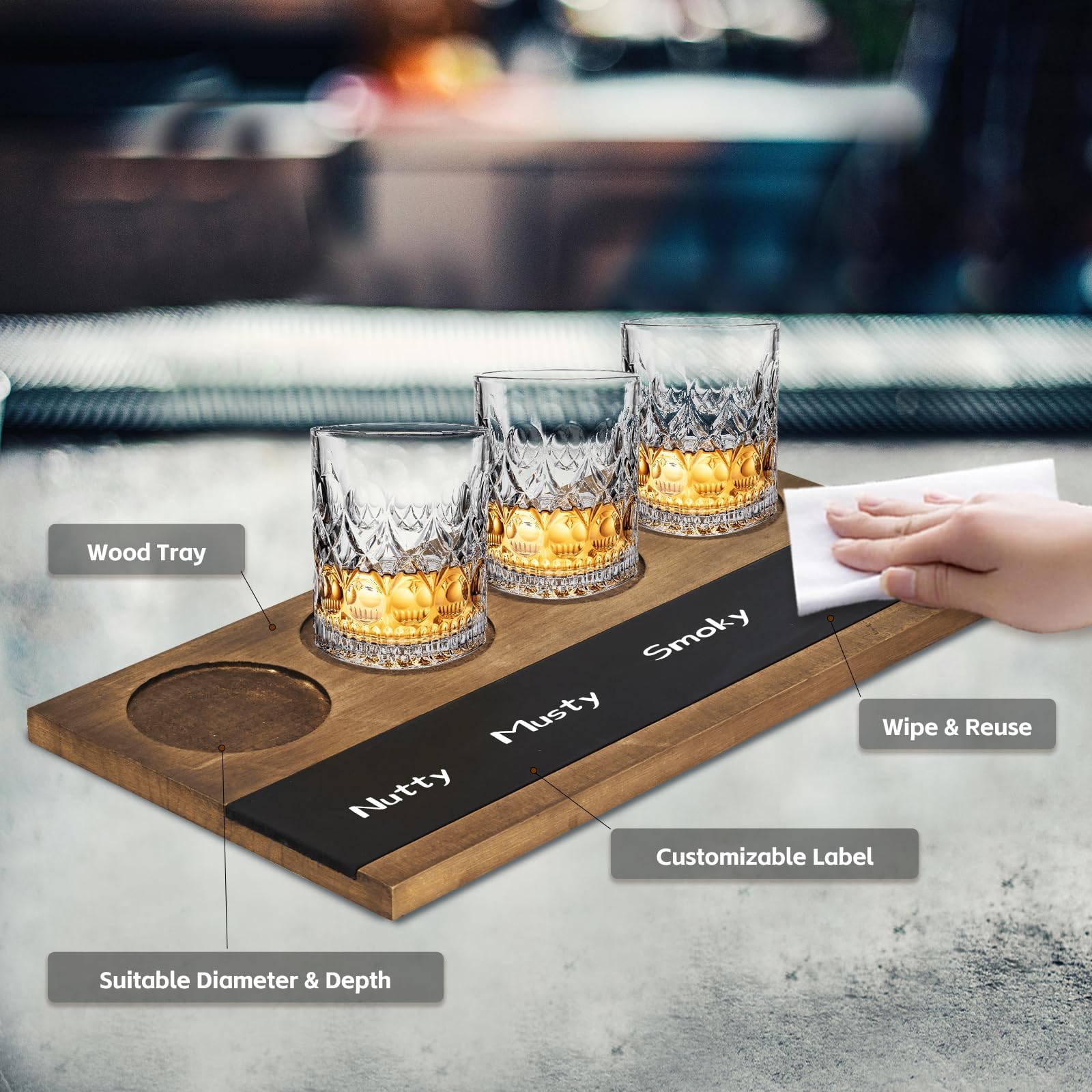 Flight Board [Set di 4] Volo per vino, degustazione whisky, volo mimosa, cocktail, voli champagne, voli per caffè, degustazioni, degustazioni di vino, degustazione di birra