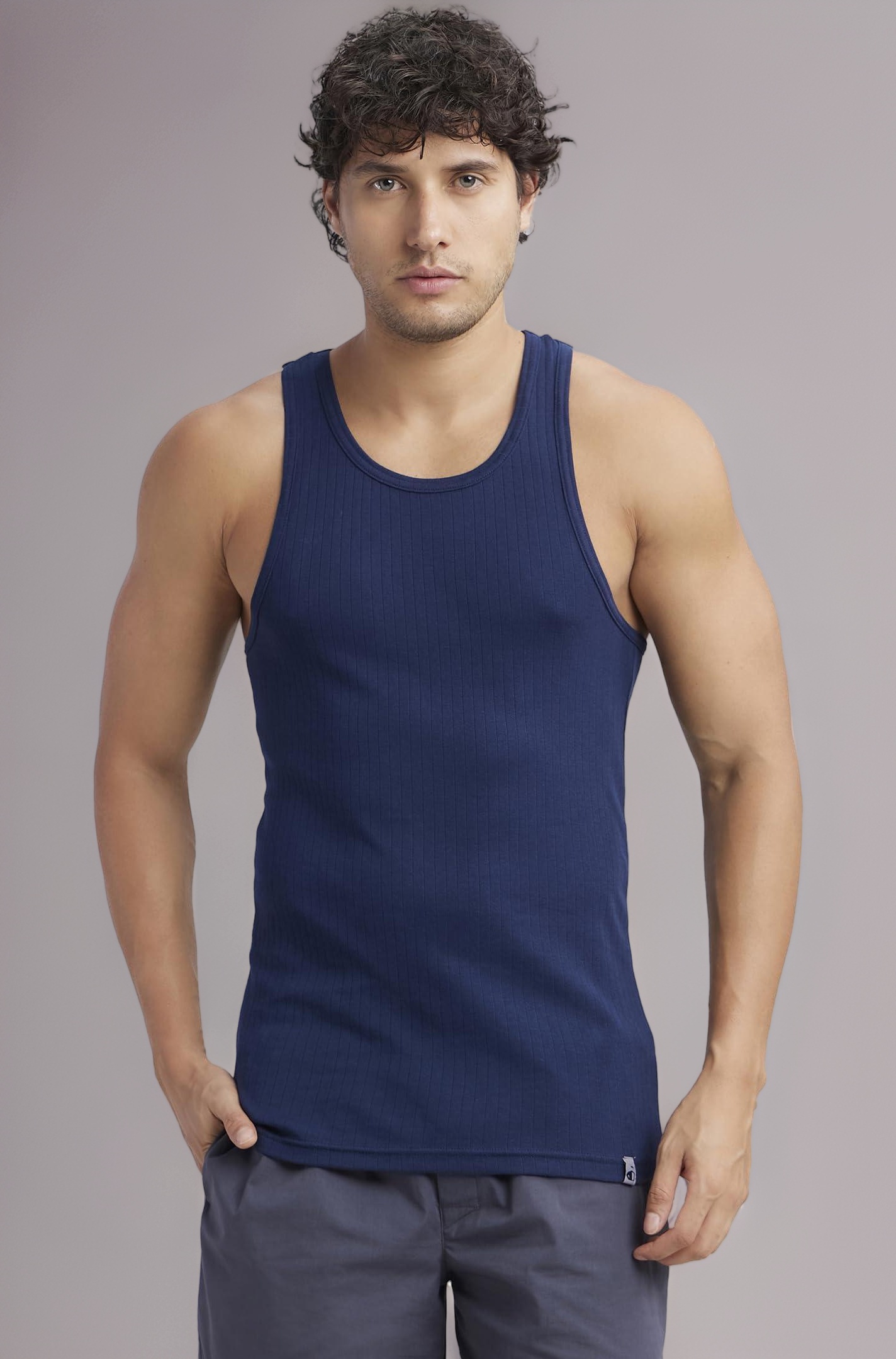 Jockey 9922 Men's Super Combed Cotton Rib Slim Fit Racer Back Styling Round Neck Gym Vest