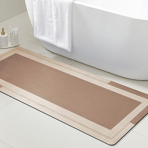 Miniatura 24 de ACCUMTEK Alfombrilla de Baño Ultrafina, Alfombrillas Antideslizantes de Espesor Reforzado para Debajo de la Puerta, Alfombras de Baño 2-gris