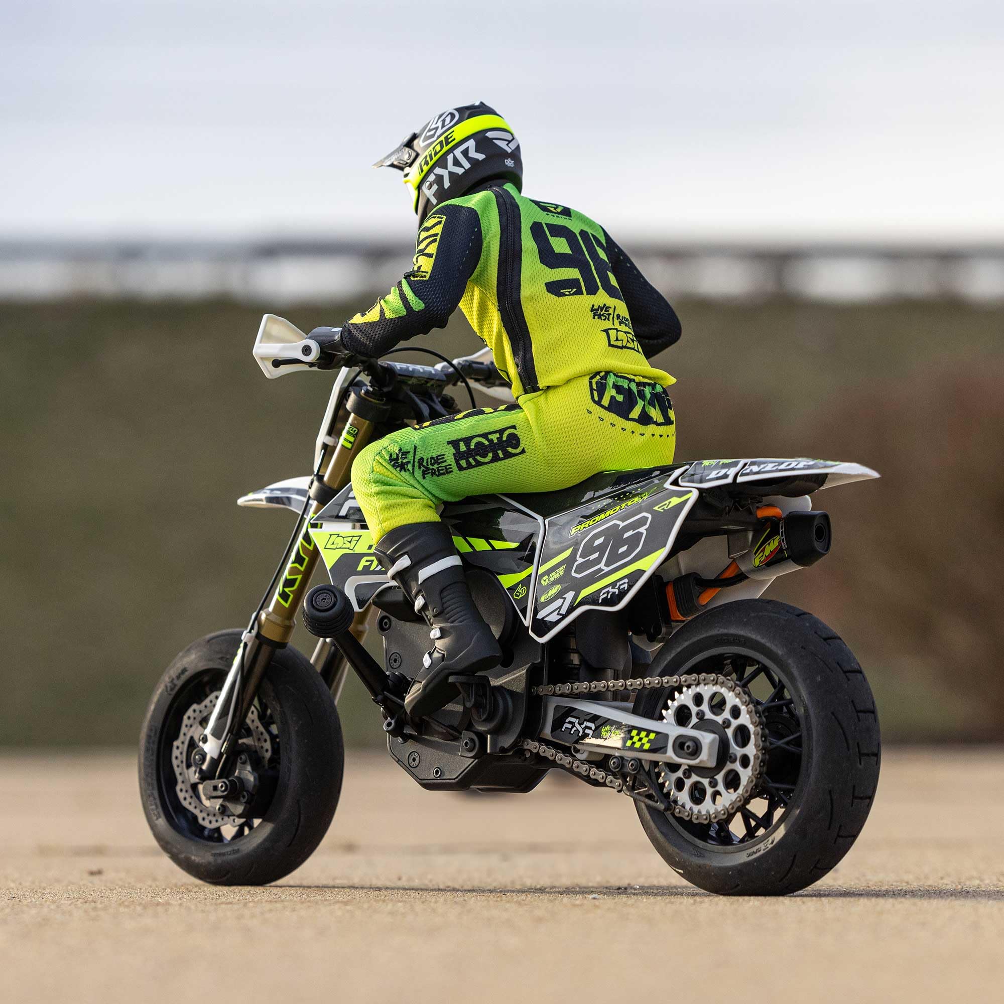 LOSI 1/4 Promoto-SM FXR Supermoto Moto telecomandata RTR con volano Stabi Ammortizzatore 3 modalità di guida senza spazzole trasmissione a catena frizione inclusa batteria e caricatore