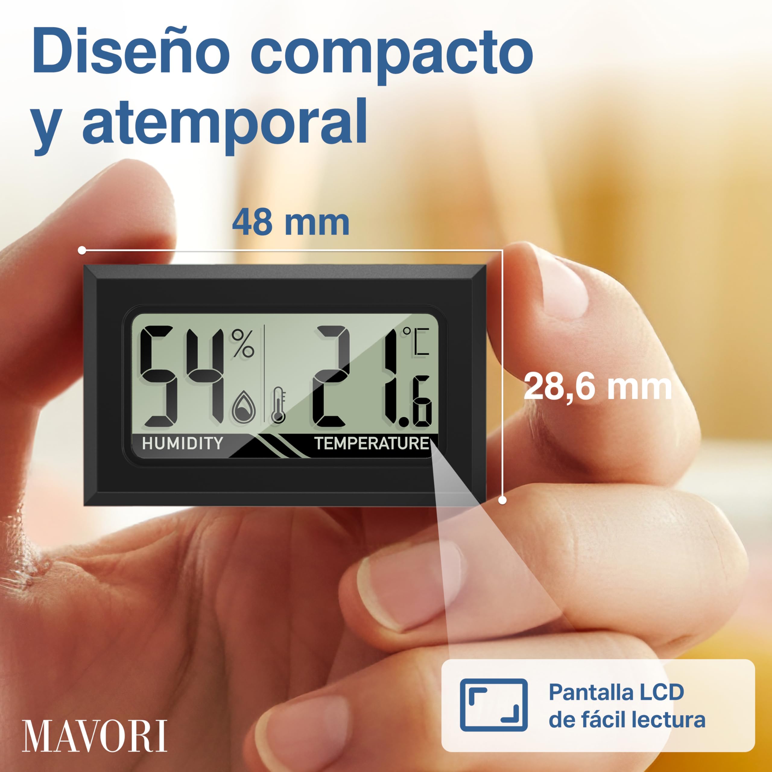 8 x Termohigrómetro mini digital - Medidor de temperatura y humedad 2 en 1 - Mini termómetro e hidrómetro de humedad digital - Lecturas precisas - Incluye pilas