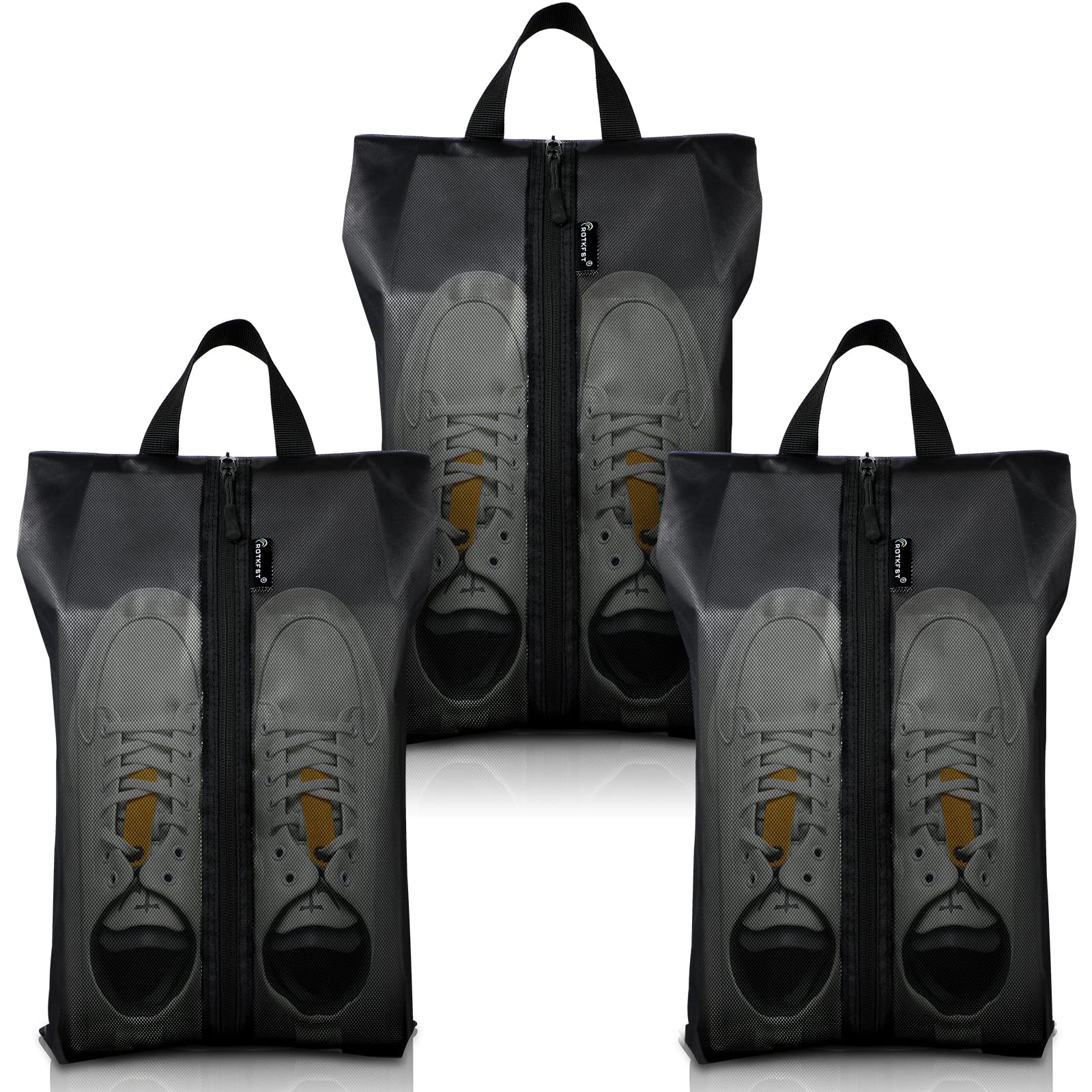 RotkfstWater Resistant Shoe Bags for Travel, XX-Large Waterproof Shoe Bags for Women & Men, Translucent Design protable Shoe organizer bag for Packing with Sturdy Zipper(Black)…