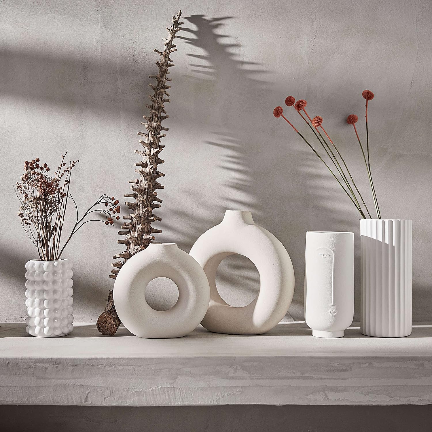 BUTLERS 4er-Set Vase Ø13 x 20 cm Steingut -Bubble- im modernen Bubble Design | Schnittblumen Aufbewahrung, Gefäße ohne Deckel