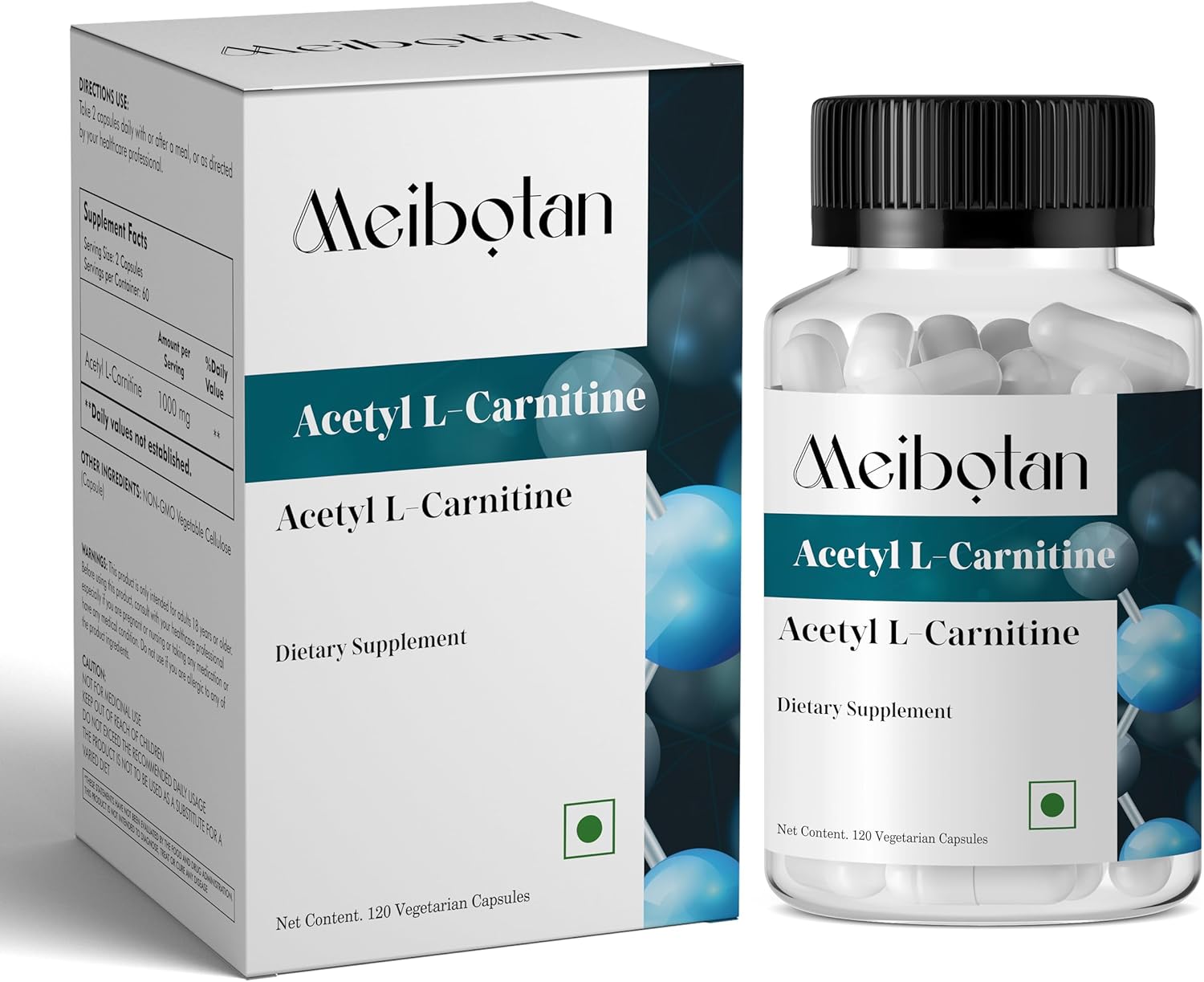 Acetyl L-Carnitine 1,000 mg High Potency Supports Energy Production, Sports Nutrition, Supports Memory/Focus – 120 Veggie Capsules