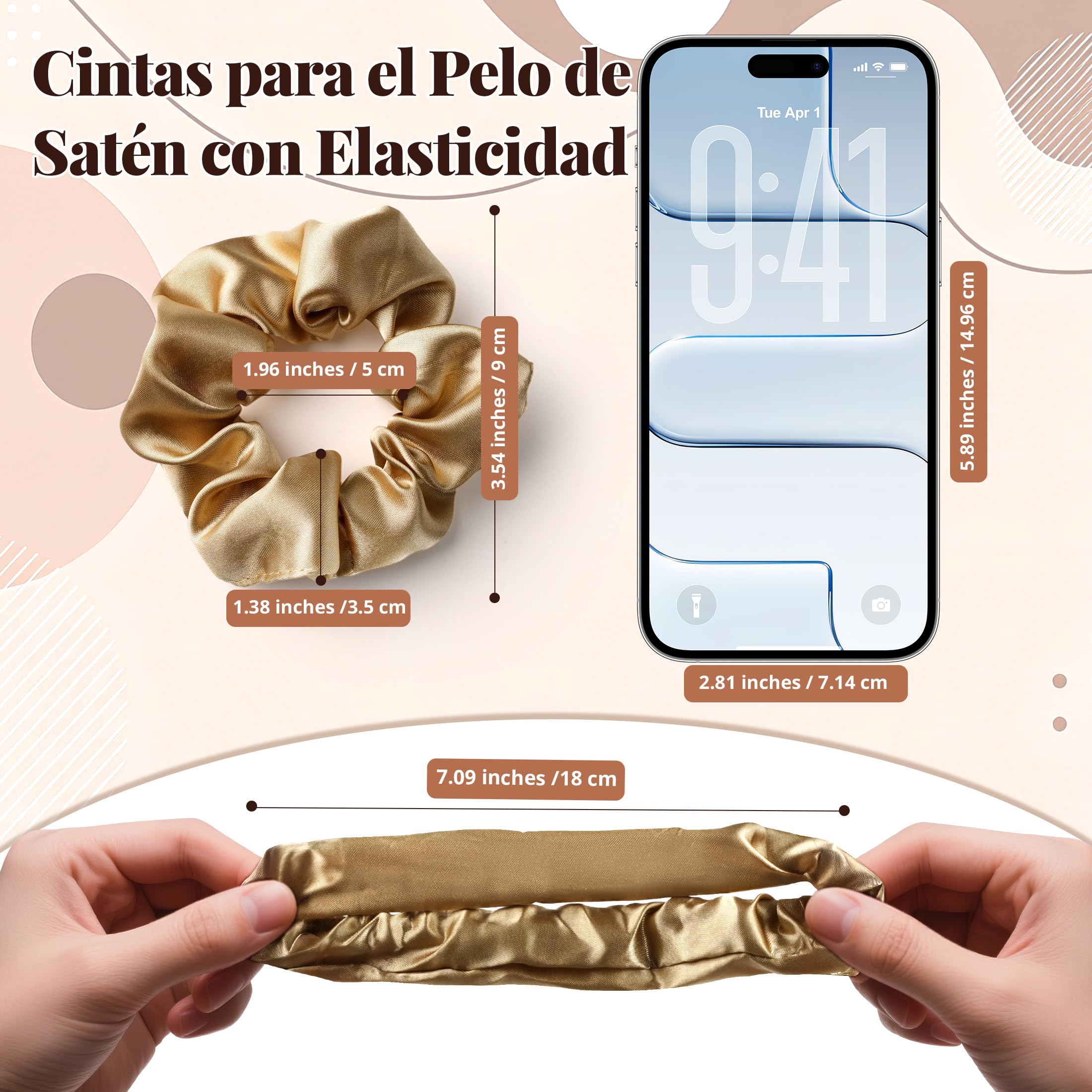 12 Piezas Coleteros Pelo Mujer, Coletero Seda de Satén para Mujeres y Niñas, Scrunchies Gasa Elásticos para Cabello Rizado y Liso, Gomas de Pelo Suave y Durables (6 colores, 9 cm)