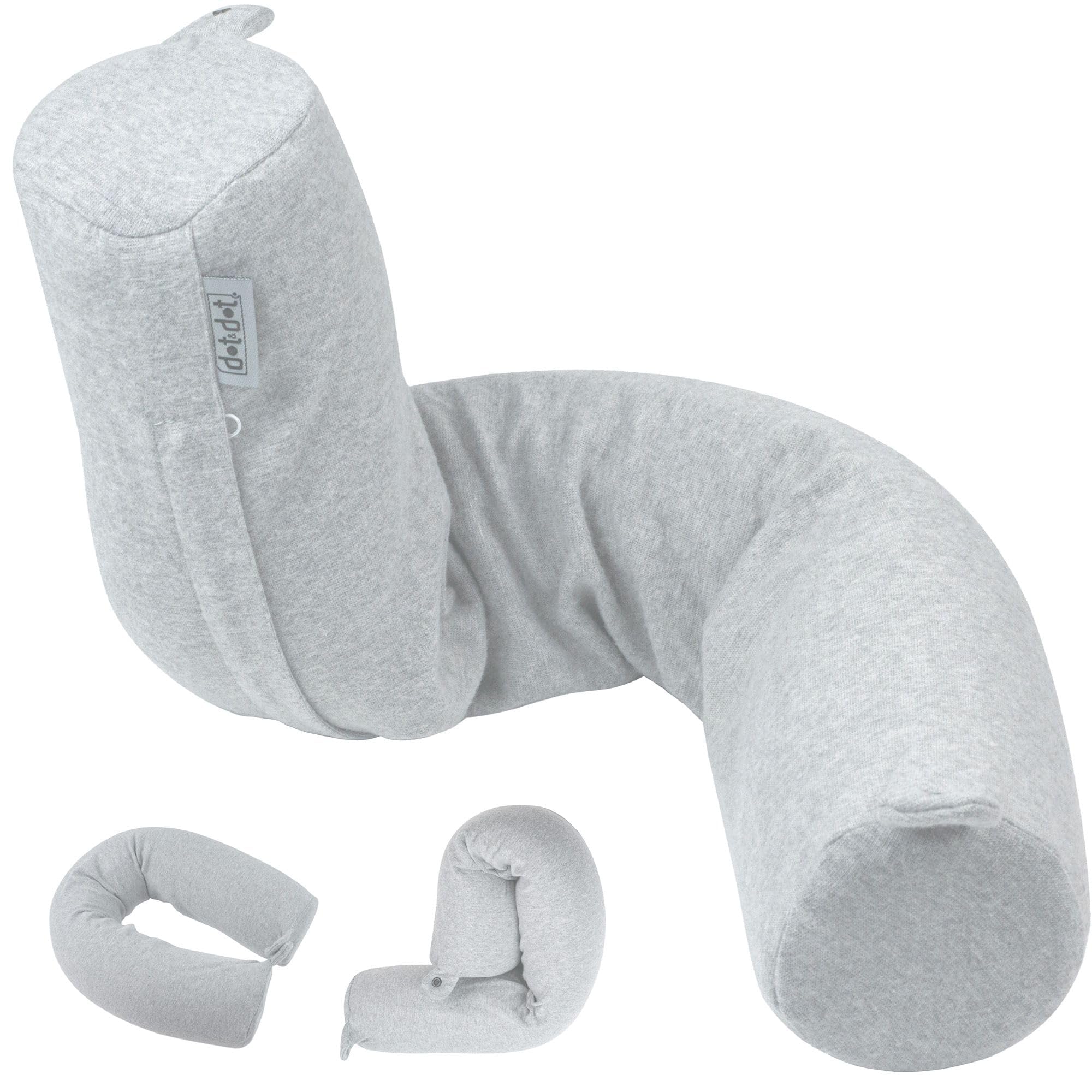 Dot&Dot Twist Memory Foam Travel Pillow Neck Chin Lumbar Leg Support Traveling on Airplane Bus Train at Home – Best Side Stomach Back Sleepers – Adjustable Bendable Rollow Pillow