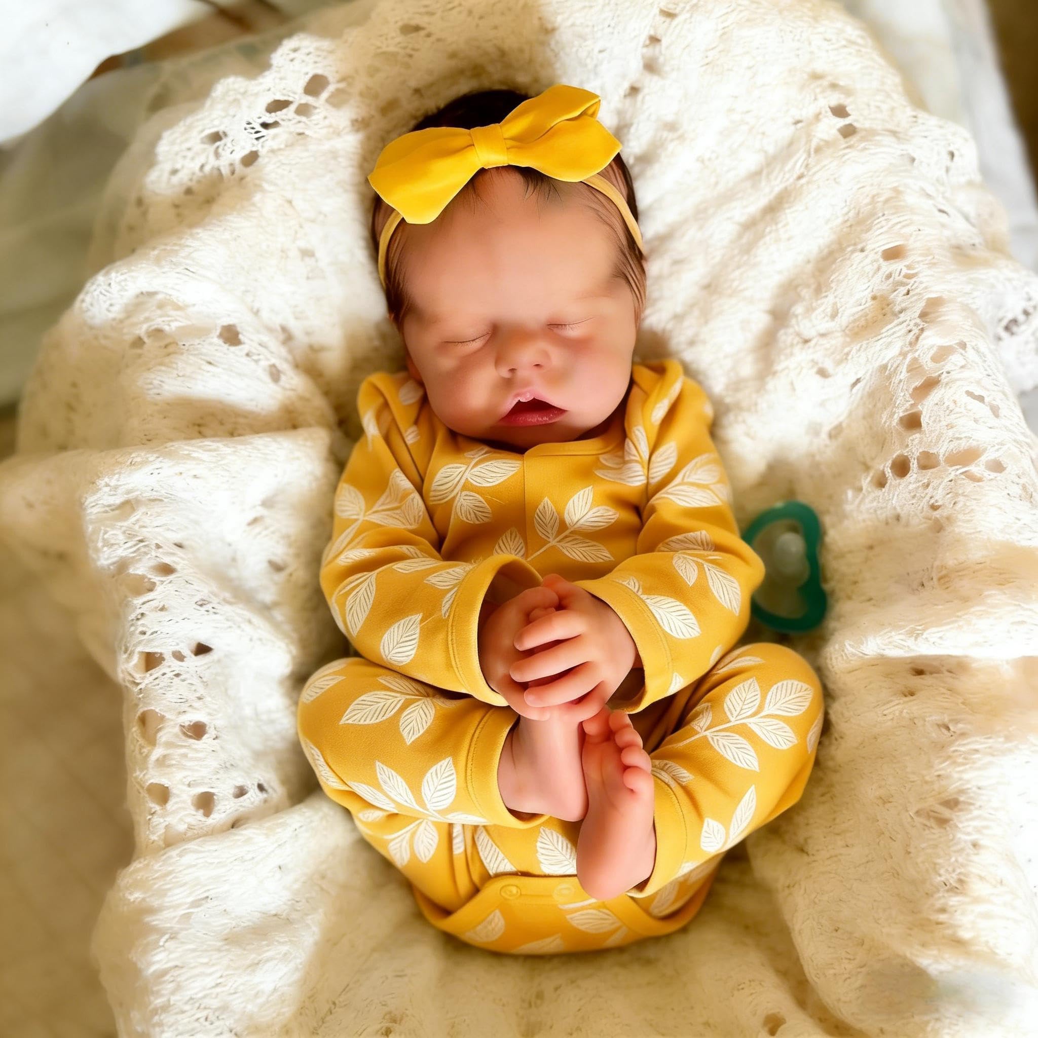 RXDOLL Reborn Baby Mädchen Lebensecht 45cm Reborn Baby Vollvinyl Lebensecht Newborn Babies Mädchen, Reborn Puppe Silikon Ganzkörper, Babypuppen Wie Echte Aussehen