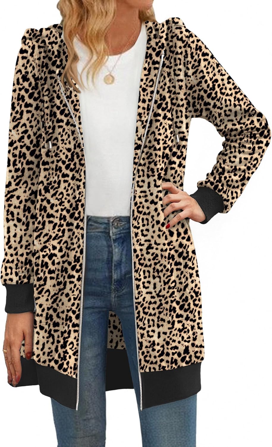 Zeagoo Women's Zip Up Hoodies Long Tunic Sweatshirts Oversized Fleece Casual Long Sleeve 2026 Fall Hoodie Jacket Coat - Image 4