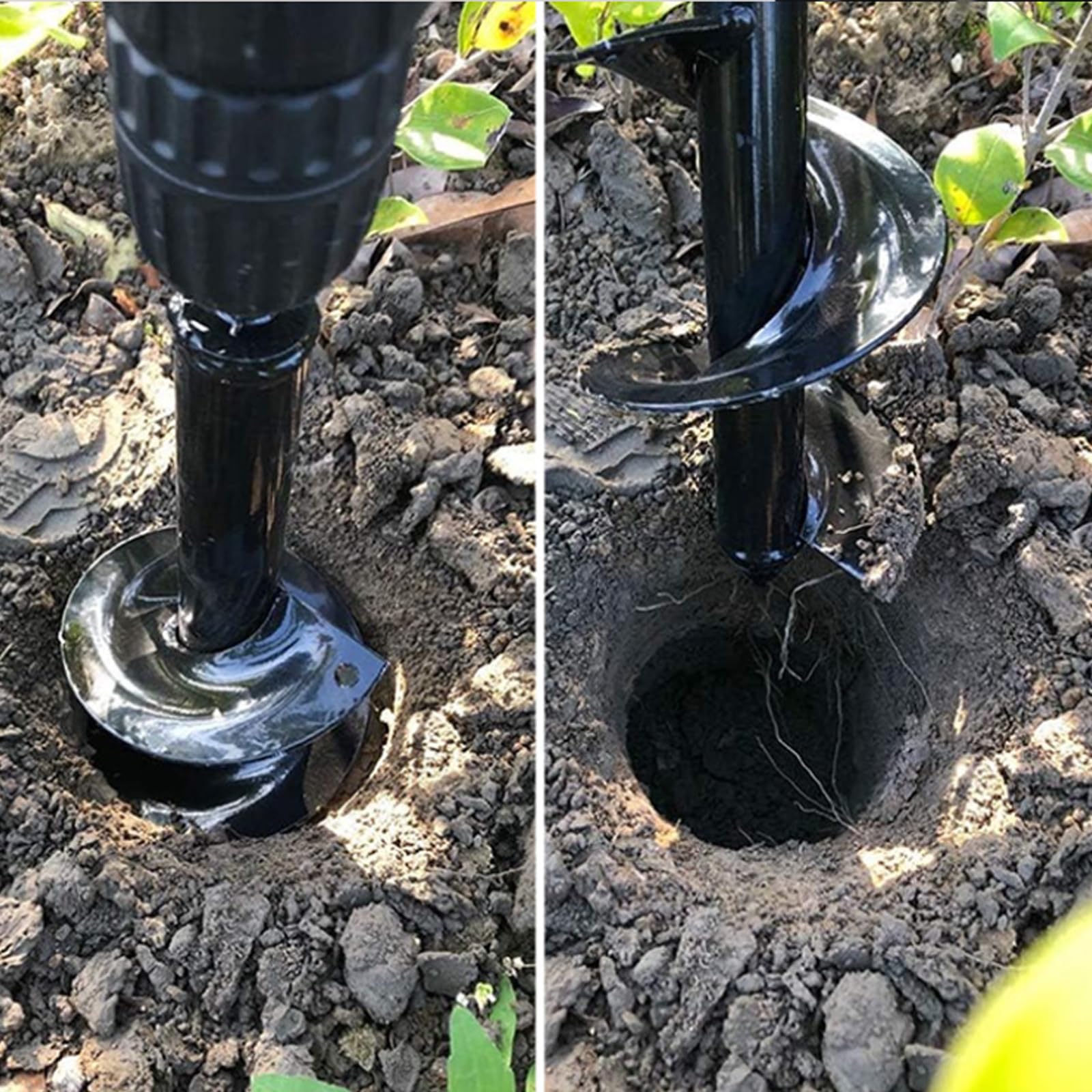 3 Stück Gartenbohrer Erdbohrer für Akkuschrauber, Schnecken Spiralbohrer, Erdbohrer für Bohrmaschine, Pflanzbohrer für Akkuschrauber, Grabungswerkzeug zum Pflanzen und Bohren, 4x42+8x30+4x22cm