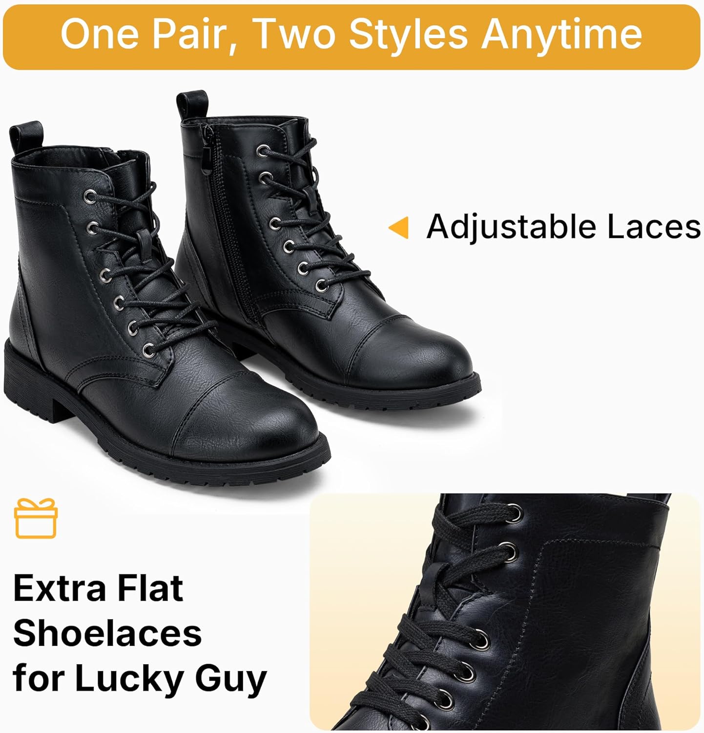 Vepose Women's 910 Ankle Boots Lace up, Flat Fashion Combat Booties Low Heel - Image 4