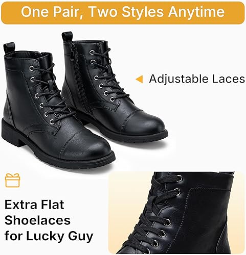 Miniatura 4 de Vepose - Botines de tacón bajo para mujer, botines militares a la moda con cordones