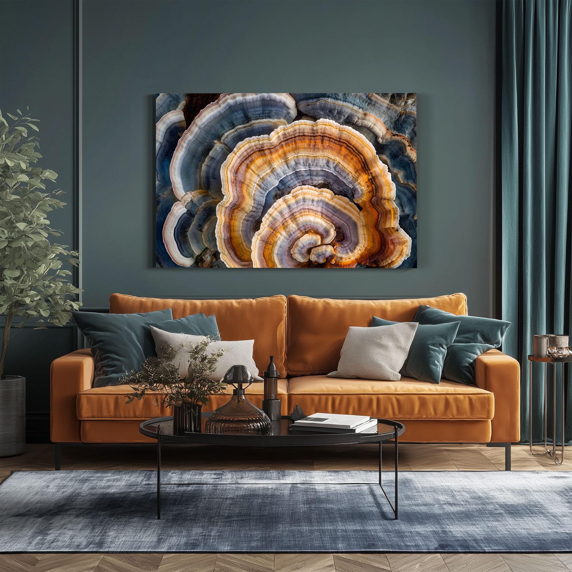 lianyibo Leinwandbild „Pilzringe“ | Kunstdruck für Naturliebhaber und Sammler von Wildpflanzen und Pilzen (70 x 100 cm/Innenrahmen)